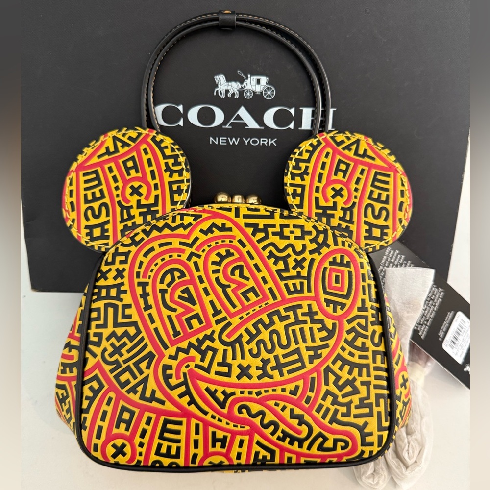 Coach Disney Mickey Mouse x Keith Haring Kisslock Limited Edition Bag ~ NWT